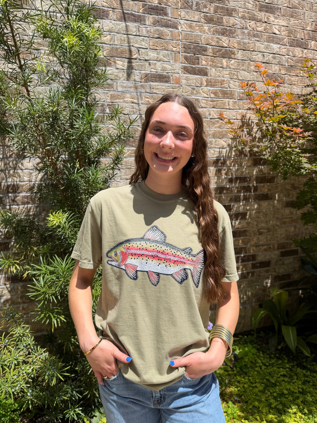Faux Rhinestone Trout Tee